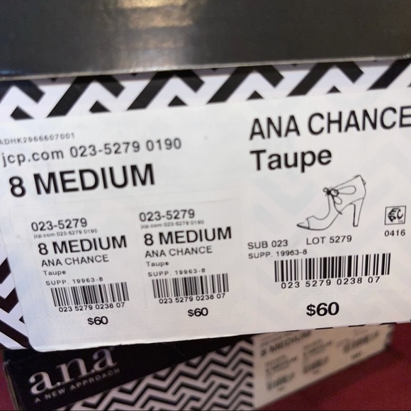 a.n.a. Chance Taupe Peep Toe Strappy Heel Shoe 8 - Picture 13 of 14